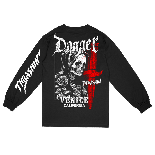 Thrashin Skull And Roses Long Sleeve
