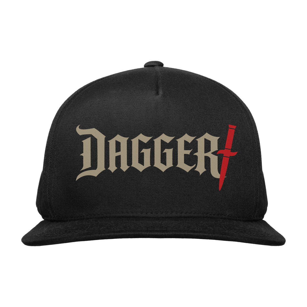 Dagger Bone Blade Hat in black with bone lettering and red blade logo