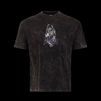 Black t-shirt with a skull graphic design