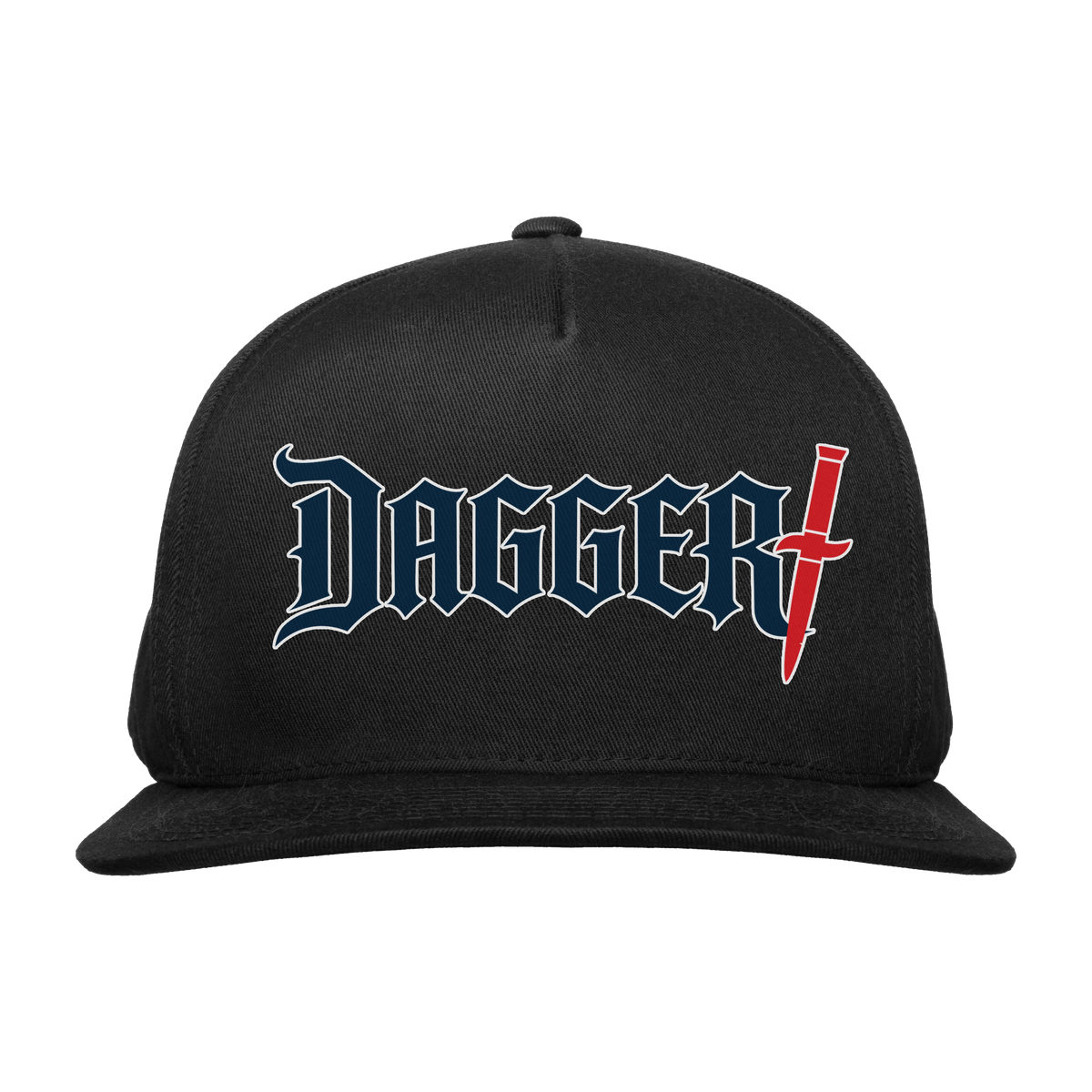 Dagger Classic Logo Hat in black with blue white and red front logo