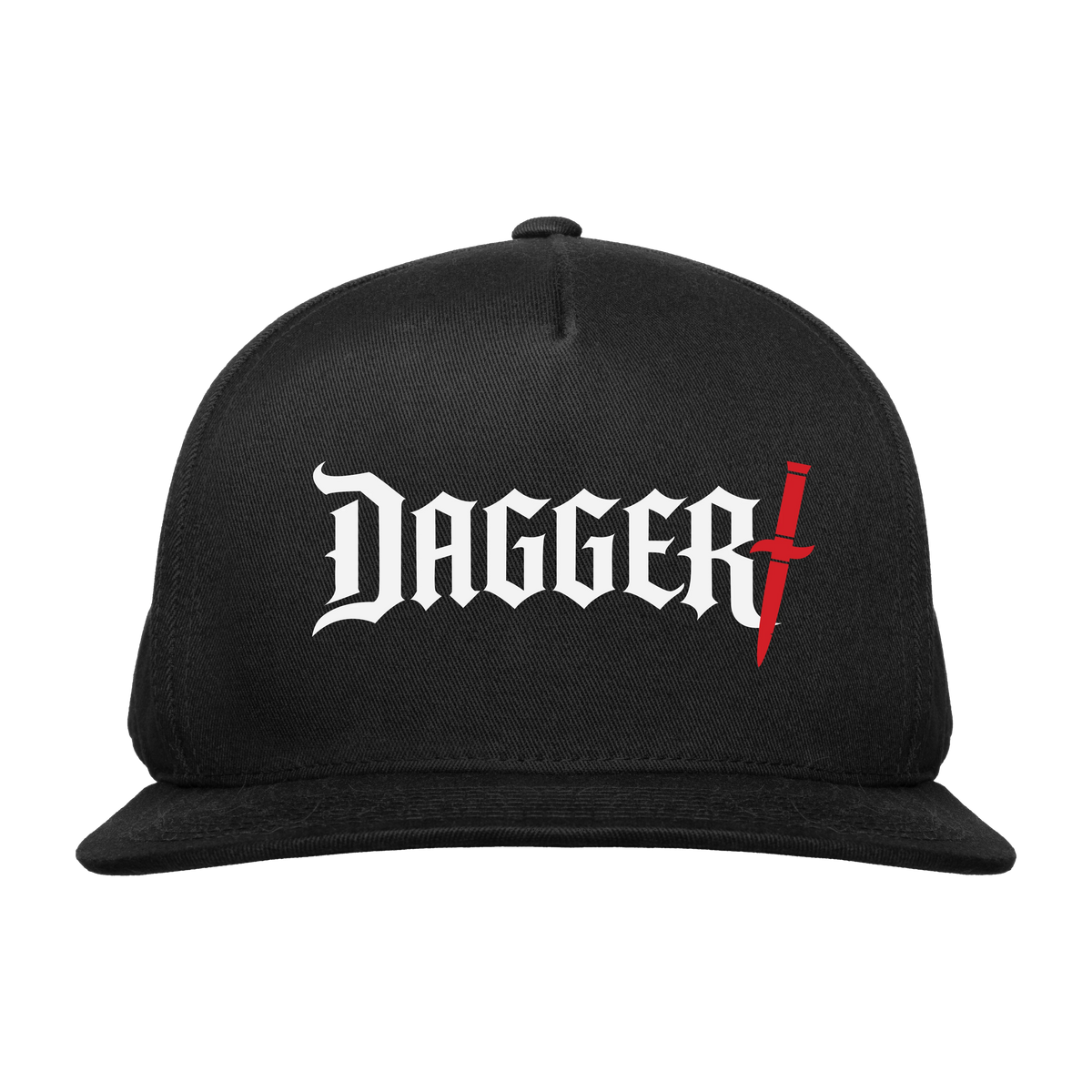 Dagger Classic Blade Hat, black cap with white Gothic Dagger logo and red blade accent on the front
