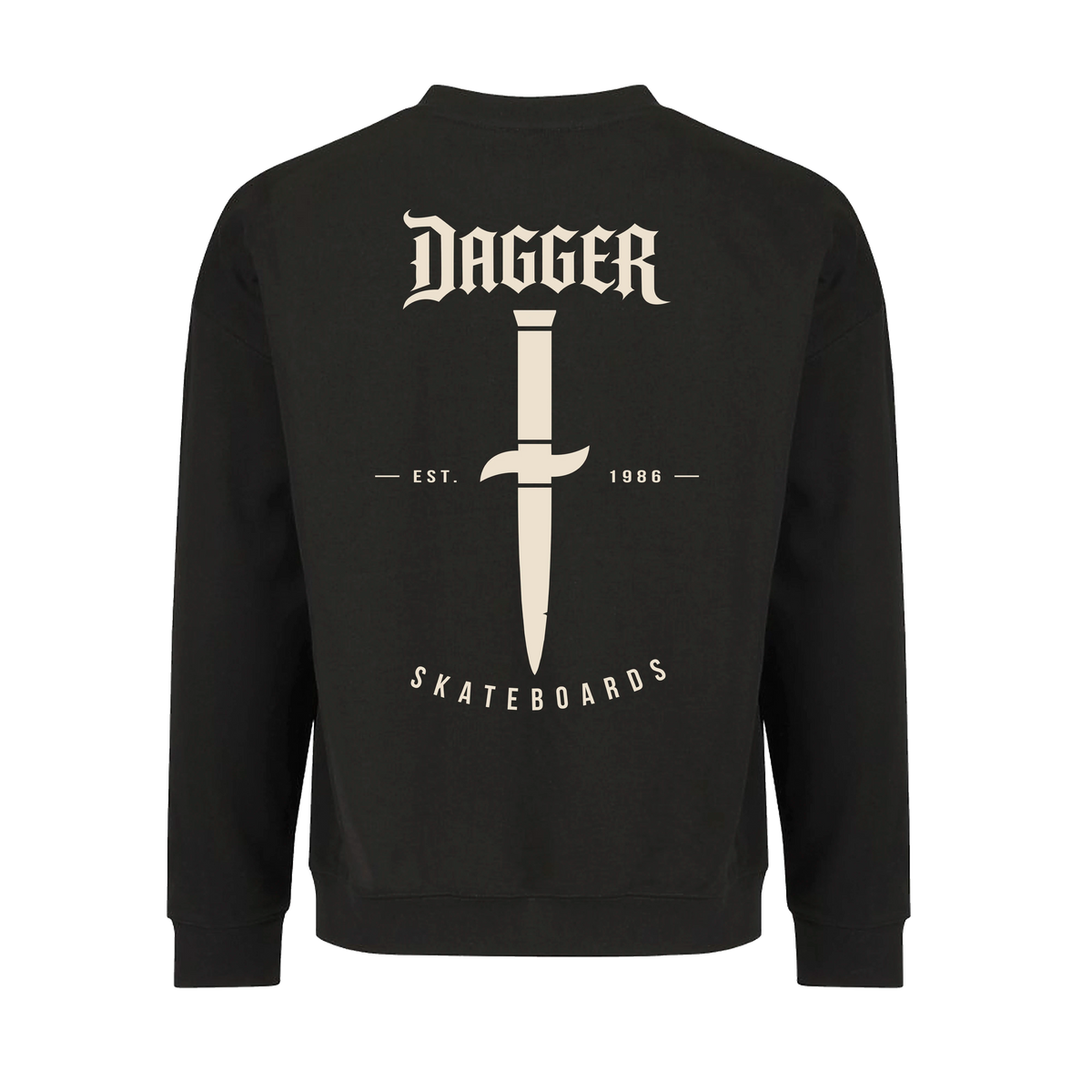 Dagger Established Crewneck back print with dagger icon and EST. 1986 — Dagger Skateboards