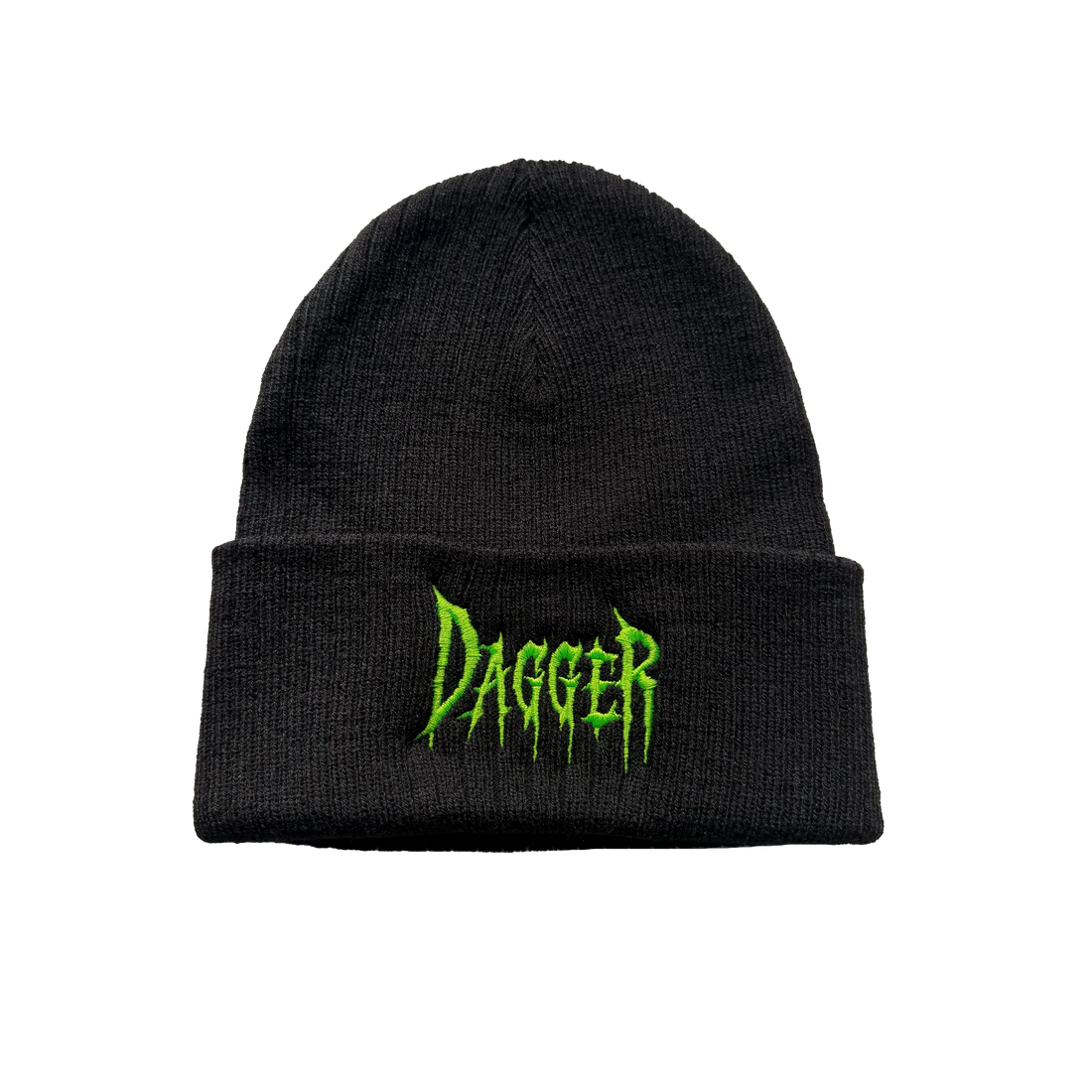 Dagger Horror Cuff Beanie - black- cuffed knit beanie with embroidered Dagger horror lettering