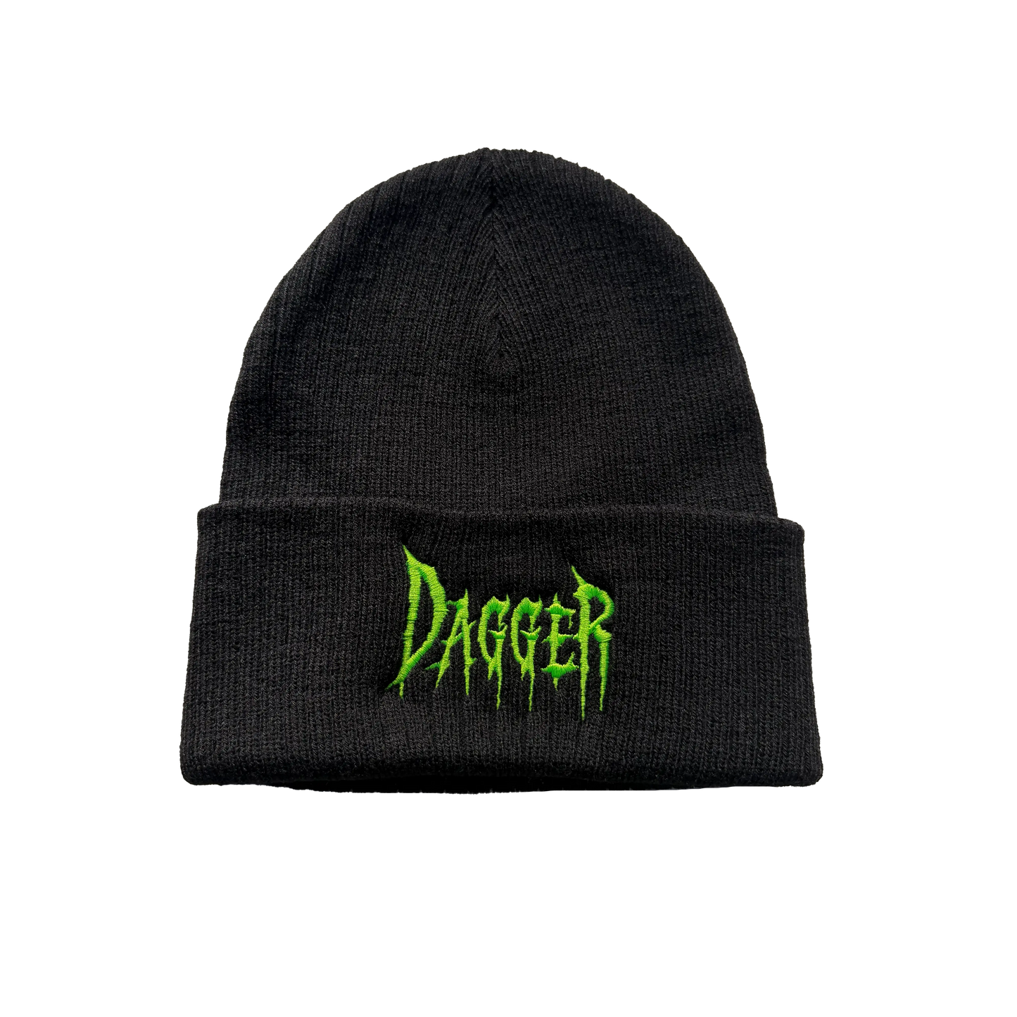 Dagger Horror Cuff Beanie - black- cuffed knit beanie with embroidered Dagger horror lettering