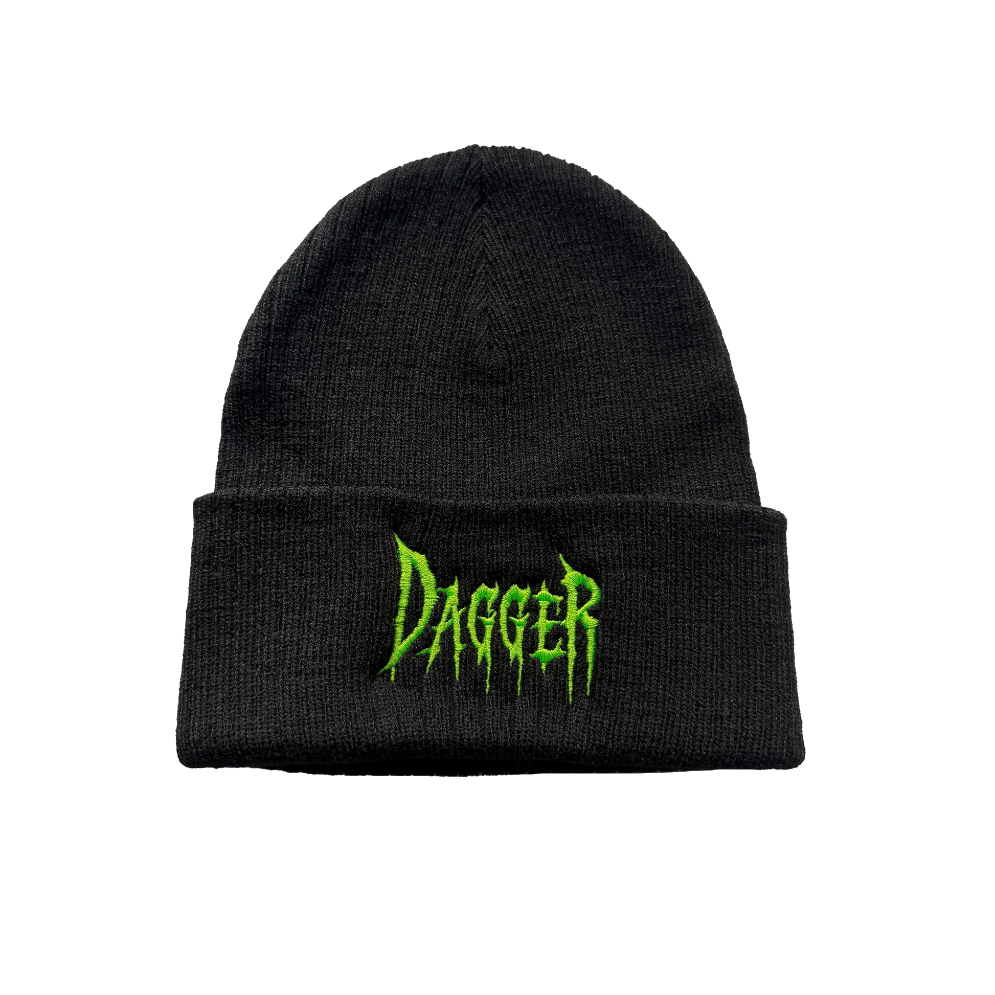 Dagger Horror Cuff Beanie - black- cuffed knit beanie with embroidered Dagger horror lettering