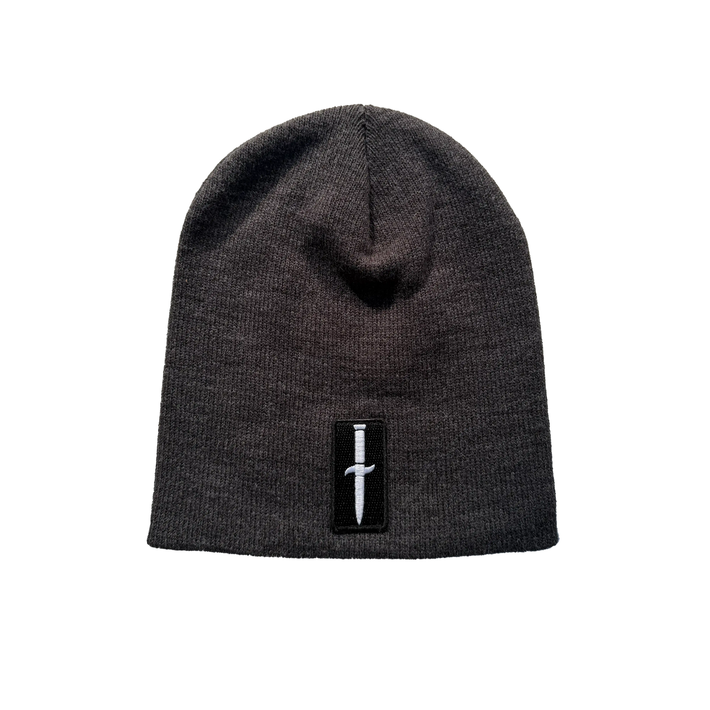Dagger Patch Beanie - charcoal - no-cuff knit beanie with Dagger patch