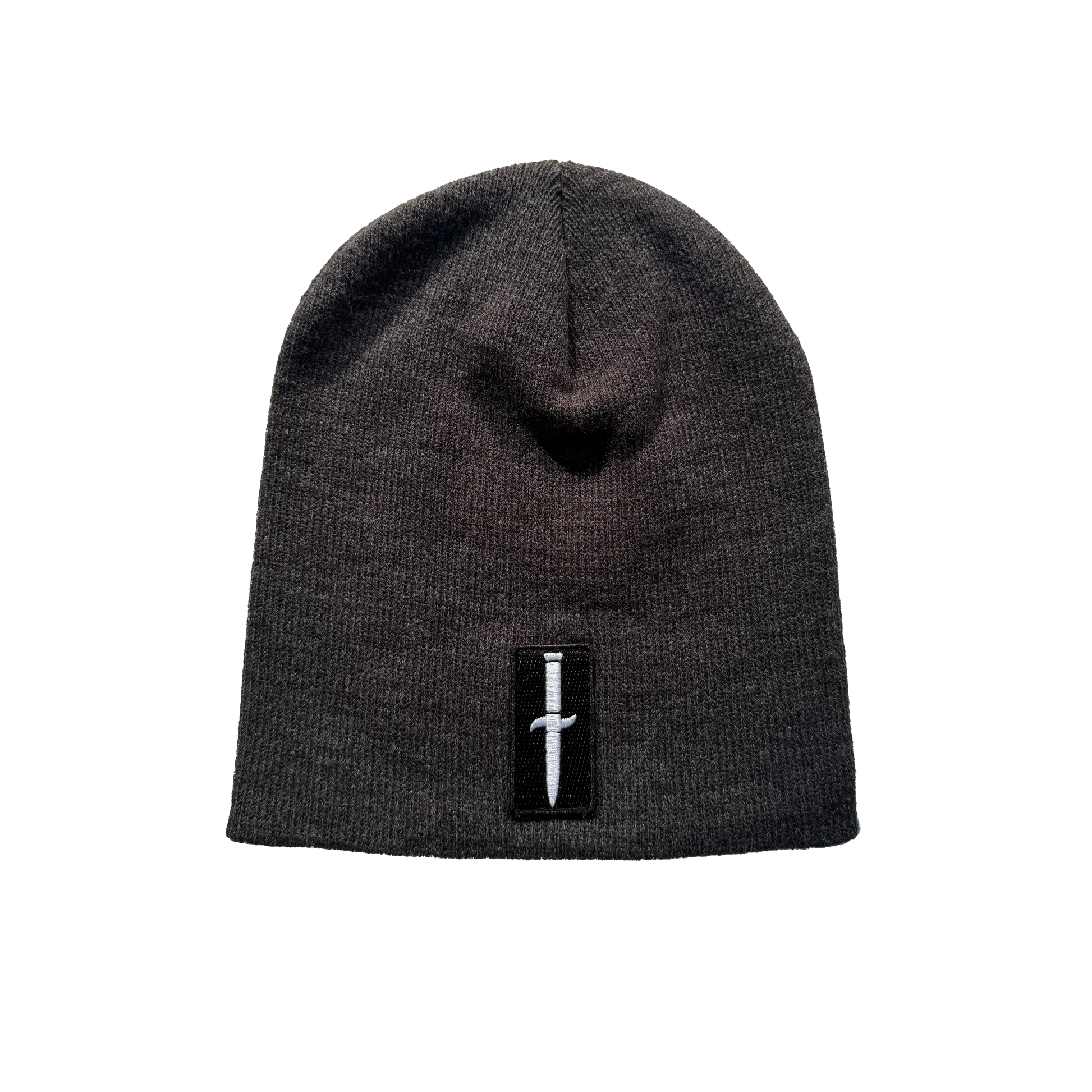 Dagger Patch Beanie - charcoal - no-cuff knit beanie with Dagger patch