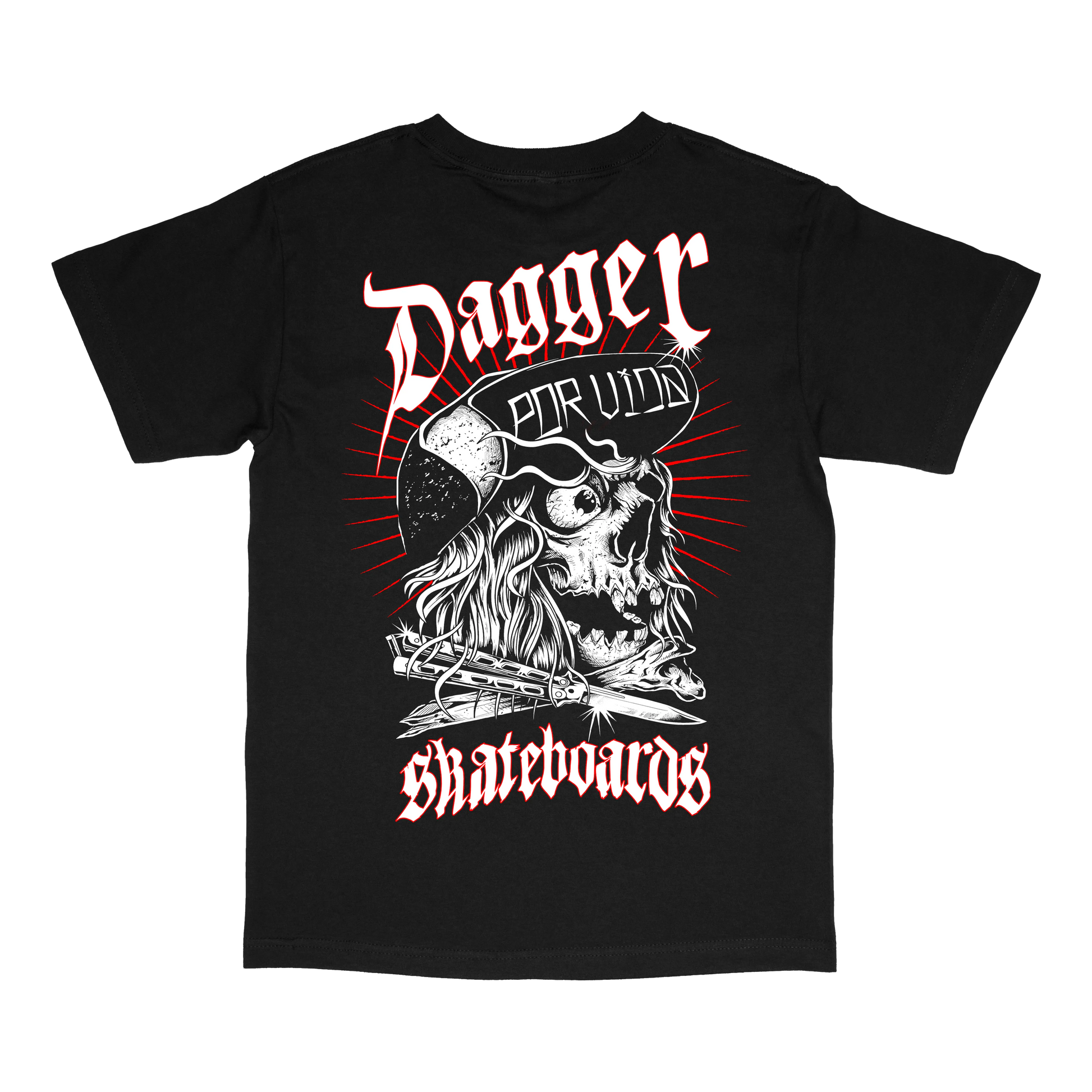 Dagger Skateboards Por Vida T-Shirt - back graphic